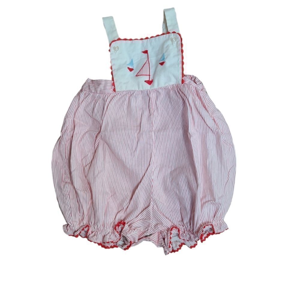 VINTAGE‎ 60s nautical striped sailboat romper unisex 6 months